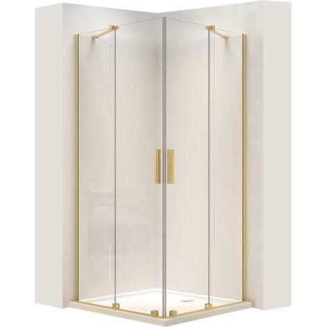 CABINE DE DOUCHE REA MONTANA DOUBLE BRUSHED GOLD 80X80 (1/5)