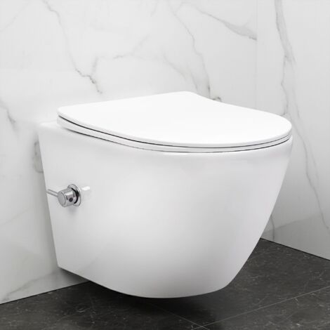 Cuvette Wc Suspendue Rea Carlo Lux Rimless White Z Funkcją Bidetu