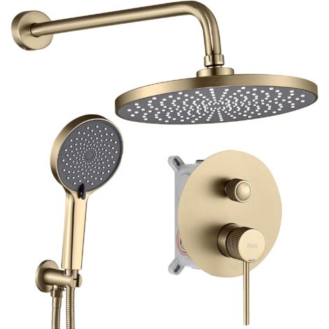 Kit De Douche Encastré Rea Lungo Stripe Brush Gold +Box
