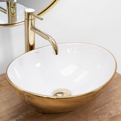 VASQUE À POSER REA LAVABO SOFIA GOLD/WHITE