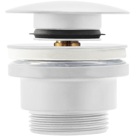 REA – Bonde de lavabo clic-clac universelle – Laiton blanc mat – Diamètre 45 mm – Protection anti-corrosion – Pour tous types de lavabos