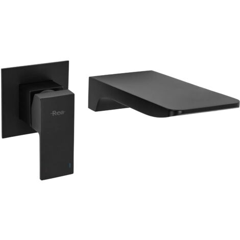 REA – Robinet de lave-mains encastré noir mat – Laiton – Hauteur sous bec 100mm – Portée 200mm – Tête céramique durable - REA-B0690 (1/5)