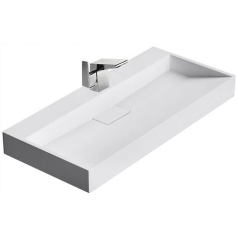 REA – Vasque en conglomérat lavabo 50cm – Largeur 37cm – Hauteur 14cm – Montage suspendu ou à poser – Trou de robinet 35mm