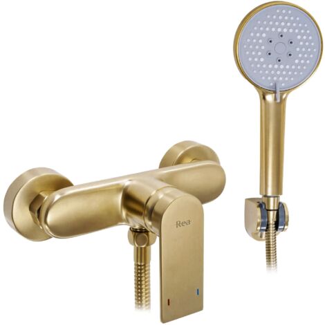 Robinet de douche Verso or brossé – Laiton – Montage mural – Tête céramique – Diamètre 3/8 pouce – REAB6566