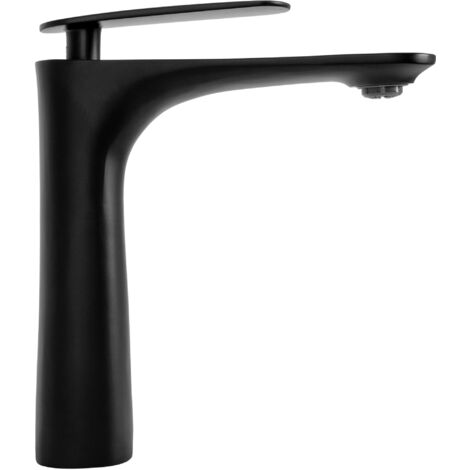 Robinet De Lavabo Monocommande Noir Dart - Laiton, Montage à Poser, Pour Salle De Bain, Design Moderne Et Facile à Nettoyer