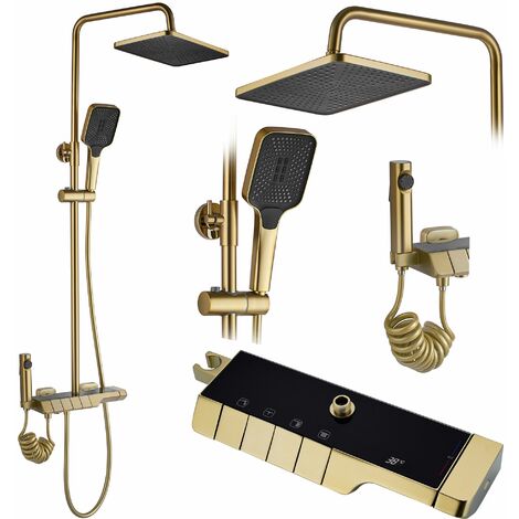 KIT DE DOUCHE AVEC THERMOSTAT REA ROB BRUSH GOLD