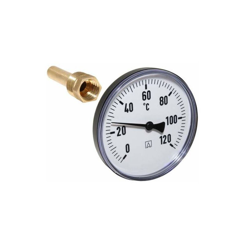Bimetall- Thermometer Zeigerthermometer 0°C bis 120°C Tauchhülse 1/2