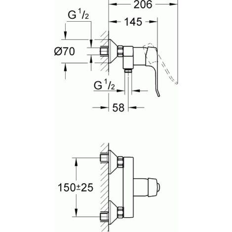 Grohe Euroeco Special Einhand-Brausebatterie, DN 15 Wandmontage chrom 33575000