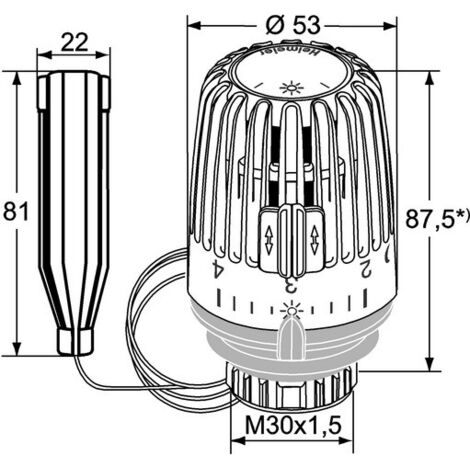 Heimeier Thermostat-Kopf K Mit Fernfühler – Weiß, 1,25 M Kapillarrohr, Für Heizkörperventile