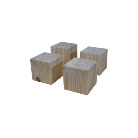 Quincadeco – Pieds de meuble en pin massif – Lot de 4 cubes 6.5 x 6.5 x 6.5 cm – Fabrication française – Faible impact carbone (1/2)