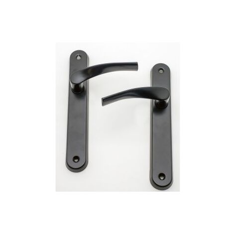 Quincadeco – Poignée de porte intérieure Coralie noir – Aluminium époxy – Entraxe 195mm – Épaisseur 38 à 46mm – Sans trou pour installation facile (1/2)