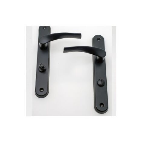 Quincadeco – Poignée de porte d'intérieur Coralie noir – Aluminium époxy – Entraxe 195mm – Épaisseur 38 à 46mm – Finition résistante intempéries