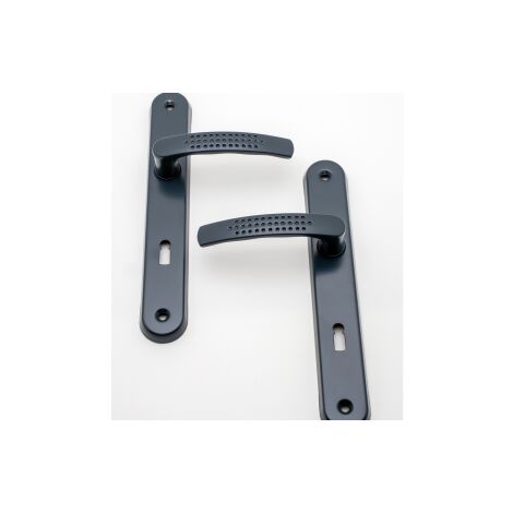Quincadeco – Poignée de porte intérieure Elona gris RAL 7016 – Aluminium – Finition peinture époxy – Entraxe 195mm – Épaisseur de porte 38-46mm