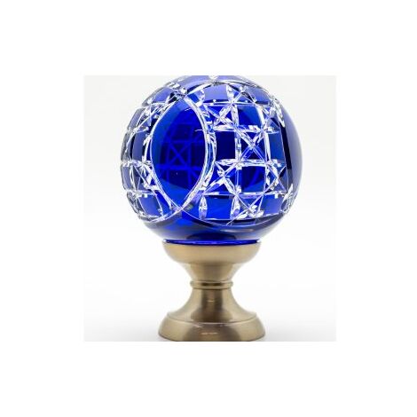 Boule de rampe cristal bleu Mousson pied gris nickel