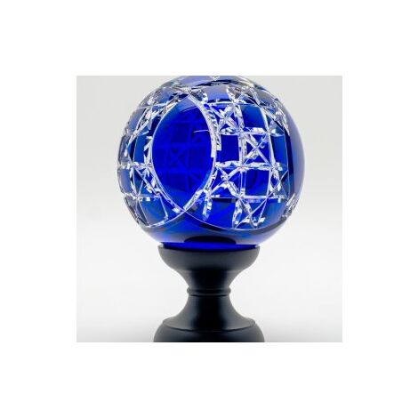 Boule de rampe cristal bleu Mousson pied noir