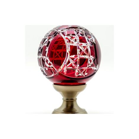 Boule de rampe cristal rouge Mousson pied gris nickel
