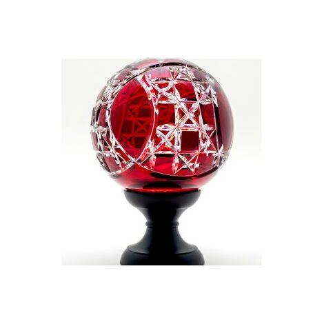 Boule de rampe cristal rouge Mousson pied noir