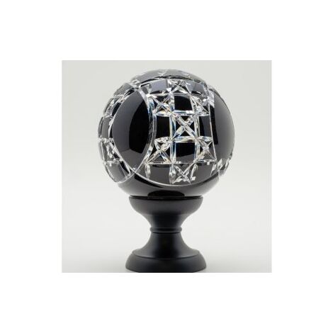 Quincadeco – Boule de finition cristal noir Mousson – Pied en aluminium époxy noir – Hauteur 140mm, diamètre 100mm – Fabrication européenne