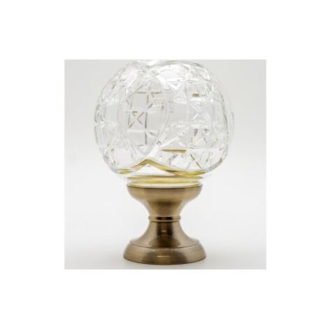 Quincadeco – Boule de finition cristal transparent Mousson – Pied en aluminium nickelé – Fixation invisible – Hauteur 140mm, diamètre 100mm
