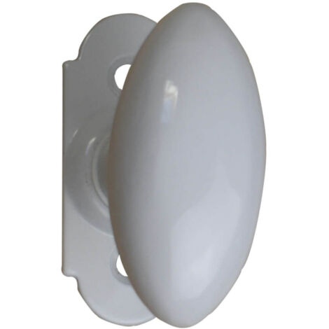 Quincadeco – Poignée de fenêtre ovale blanche – Aluminium avec finition époxy – Entraxe 43mm – Compatible PVC, ALU, BOIS – Fabrication européenne