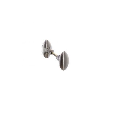 Quincadeco – Bouton double ovale en aluminium nickel mat – Finition contemporaine – Adaptable carré 6 à 7 mm – Vis pointeaux pour installation facile