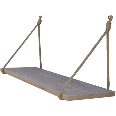 Étagère murale chêne et corde 80 X 18 cm (1/2)