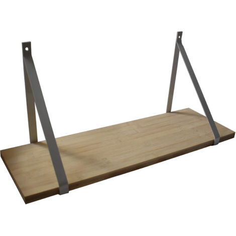 Étagère murale Bambou 60x19 cm avec support métal gris (1/2)