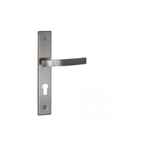 Quincadeco – Poignée de porte coulissante Elona – Cylindre nickel mat – Garniture complète en acier et aluminium – Entraxe 195mm pour serrure à cylindre