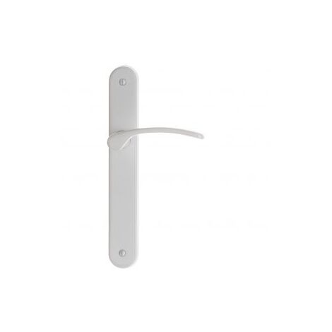 Quincadeco – Poignée de porte intérieure blanche sans trou – Aluminium époxy résistant – Entraxe 195mm – Épaisseur 38 à 46mm (1/2)