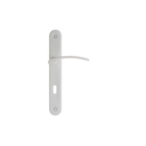 Quincadeco – Poignée de porte intérieure blanche avec trou clé – Aluminium finition époxy – Entraxe 195 mm – Épaisseur de porte 38 à 46 mm