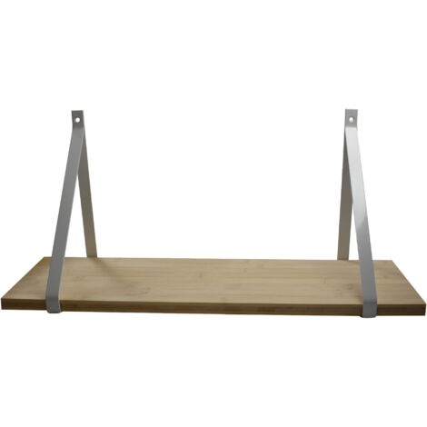Étagère murale Bambou 60x19 cm avec support métal blanc (1/2)