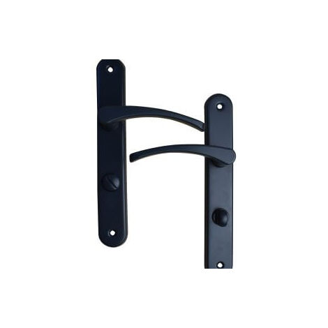 Quincadeco – Poignée de porte intérieure gris RAL 7016 – Aluminium époxy – Entraxe 195mm – Épaisseur compatible 38 à 46mm – Avec bouton de condamnation (1/2)