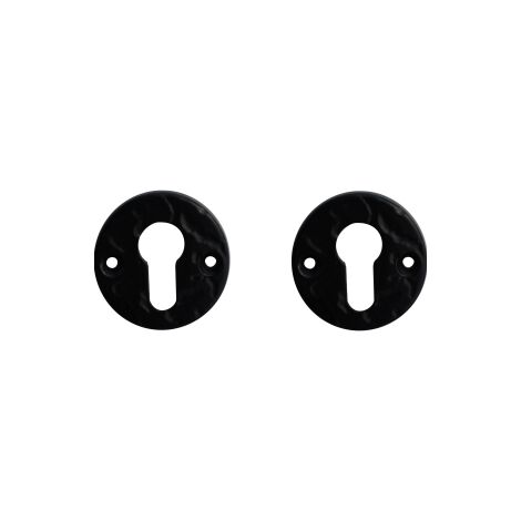 Quincadeco – Rosace cylindre en aluminium noir 52mm – Épaisseur 6,2mm – Finition époxy – Compatible cylindres européens – Visserie incluse