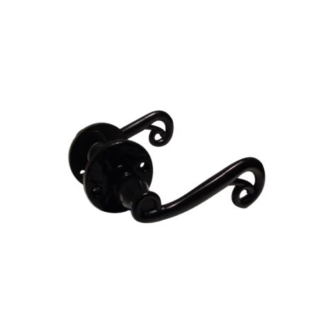 Quincadeco – Poignée de porte d'intérieur Mazarine noir époxy – Aluminium et zamak – Épaisseur de porte 38 à 44 mm – Design rustique pour décoration ancienne