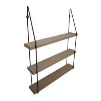 Étagère murale triple chêne 60 x 10 avec supports métal noir