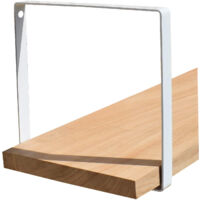Étagère murale chêne 60 X 19 cm avec support métal carré blanc