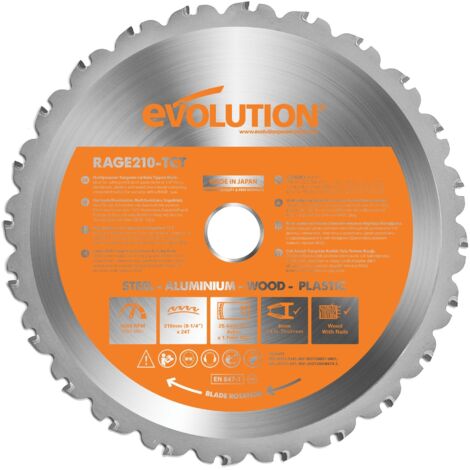 Evolution R210CMS 210mm 1200w Compound Mitre Saw With TCT Multi-Material Cutting Blade (110V)