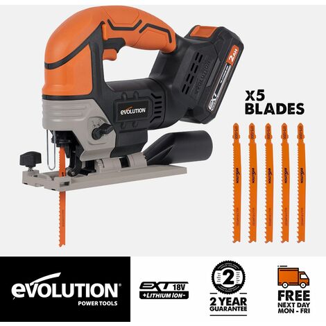 Evolution Power Tools R90JGS-Li Jigsaw 18v Including Multi Blades Loaded Includi