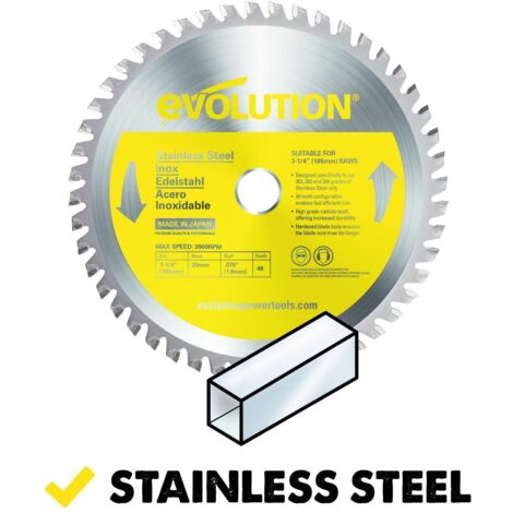 Evolution 185mm Stainless Steel Cutting 48 Tooth Tungsten Carbide Tipped Circular Saw Blade