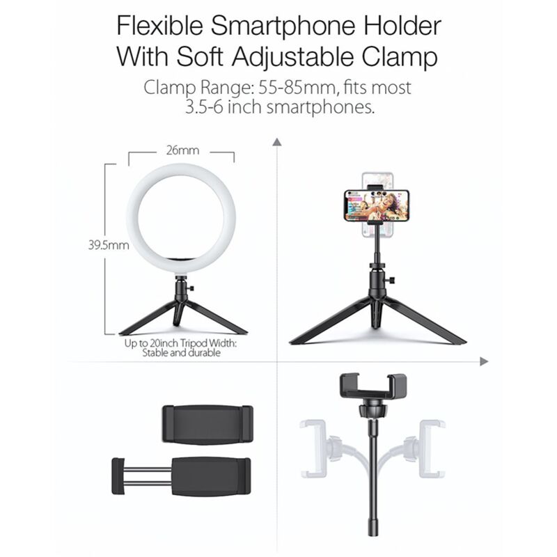 Universal Flexibles Smartphone Tripod Ständer - 60-85mm - Schwarz