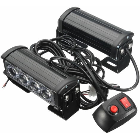 2x 7-Blinkmodus 12V 4 LED Strobe Blitz Grilllicht Warnung Gefahr Notlampe  PKW LKW (Rouge, 2