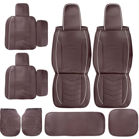 5 Stears Autositzbezüge, PU-Leder, Vorder- und Rückenschutz, Kissen-Set,  Innensitzbezug mit Tasche für Auto, LKW