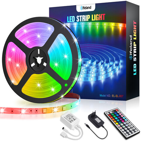 5 m mehrfarbiger LED-Streifen RGB LED-Streifenbeleuchtung 12 V 5050 RGB  Licht mit 44-Tasten