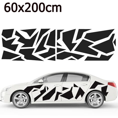 Universal 60 cm x 200 cm Auto Auto Seite Körper Aufkleber Aufkleber Vinyl  Grafik Dekor (Schwarz)