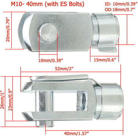Satz mit 2 Gewinde-Kugelbolzen-Buchsendichtungen für Gasfeder-Endanschlüsse  (M10–40 mm (ohne ES – Schrauben))