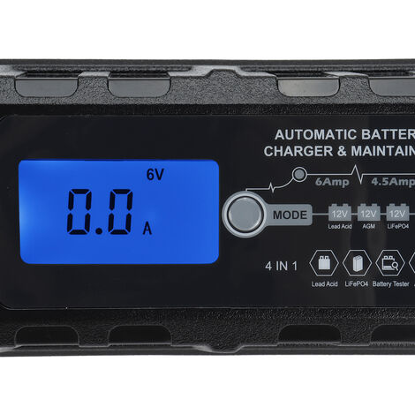 12V 6A Autobatterie-Ladegerät Motorrad Auto Lithium-Säure-Batterie  Niedertemperatur-Aufladung IP65 Wasserdichtes LCD-Display und
