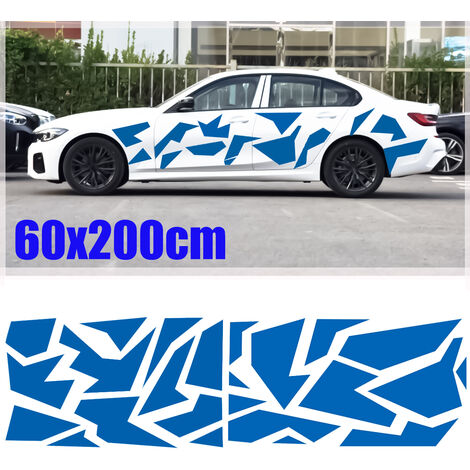 Universel 60 cm x 200 cm Auto voiture coté corps autocollants décalcomanies  vinyle graphique decor (bleu)