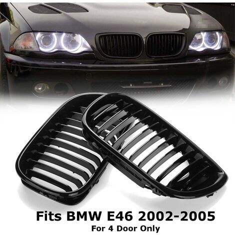 2x glänzend schwarze vordere Nierengitter für BMW E46 LCI 4D 2002–2005  LAVENTE