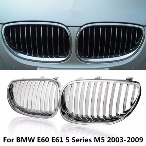 2x Frontgrill Grills für BMW E60 E61 M5 Serie 0309 525xi 528i 535i Silber