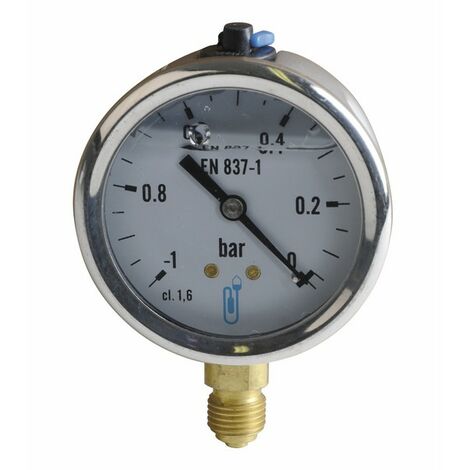 Runder Vakuummesser -1 bis 0 bar Durchmesser 63mm M1/4" Gehäuse aus rostfreiem Stahl mit Glyzerin ohne Schutz